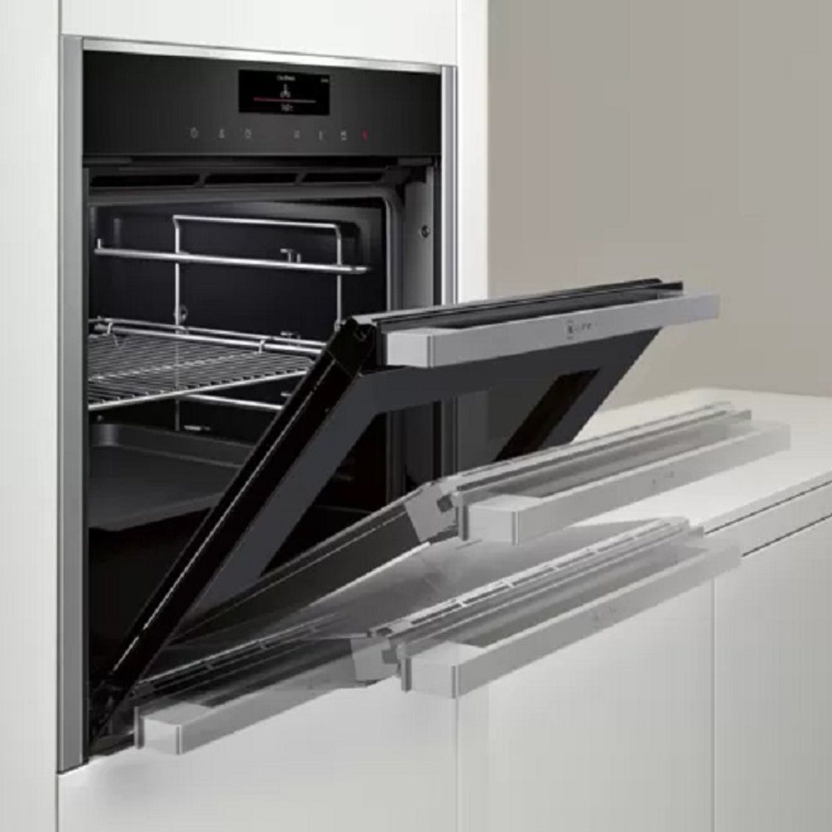 NEFF Einbaubackofen N 90 Neff BVT5868HMC (B58VT68H0) Edelstahl mit Dampfunterstützung, mit 1-fach-Teleskopauszug, Pyrolyse-Selbstreinigung, Slide&Hide®, Circo Therm®, Vario Steam, NeffLight®, EasyClean
