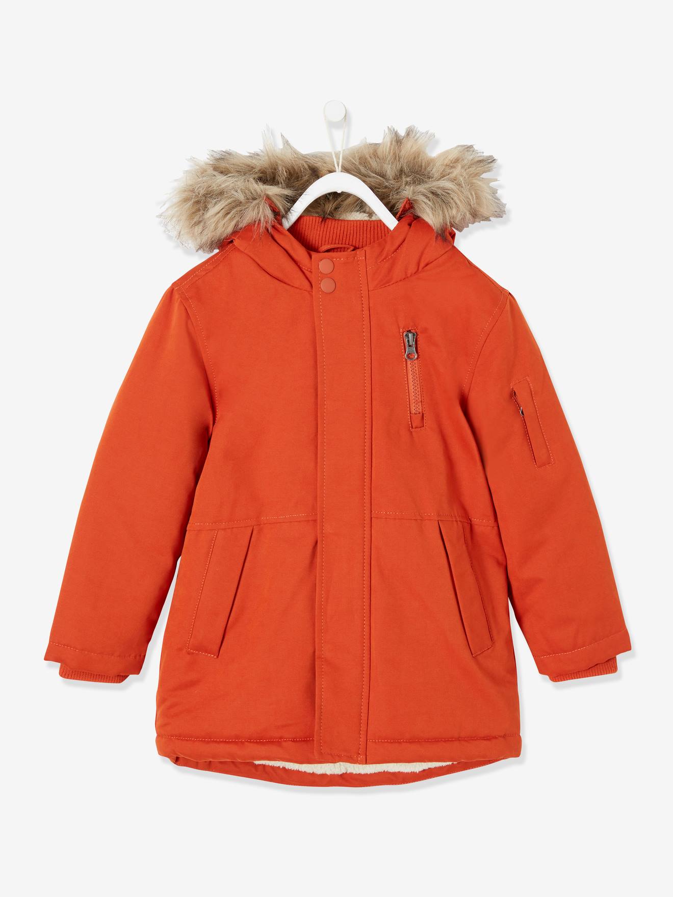 Parka à capuche doublée sherpa garçon safran