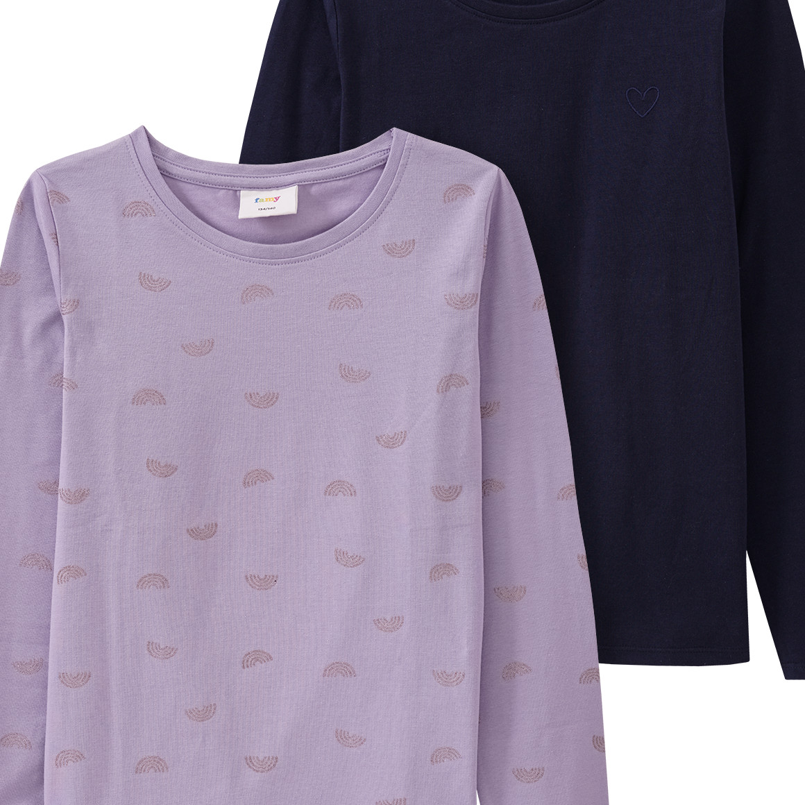 2 Mädchen Langarmshirts im Basic-Look