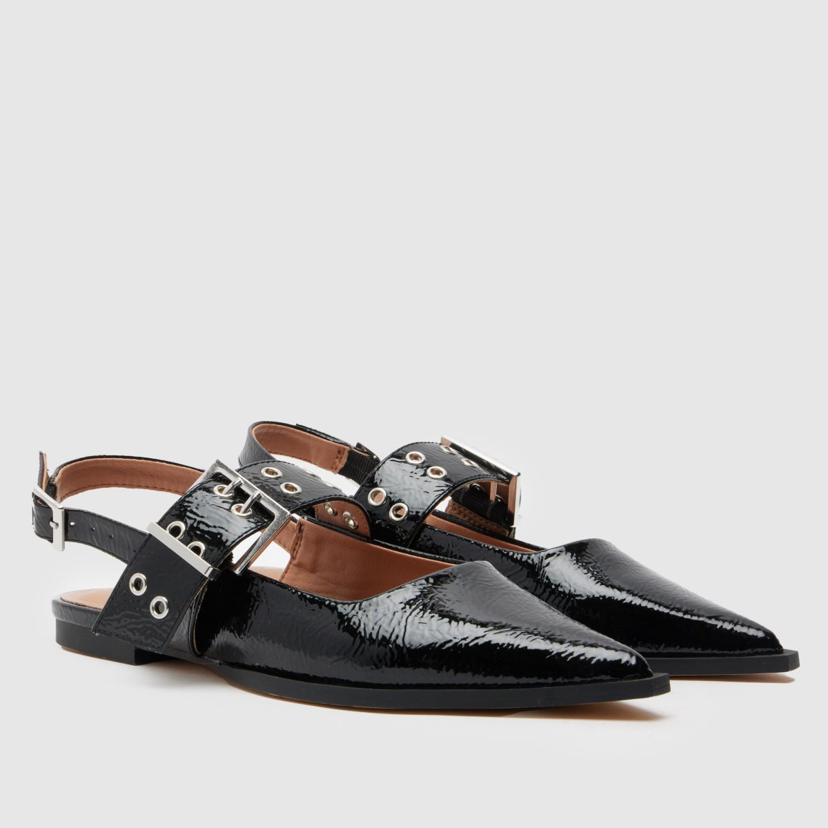 Schuh Lorella Point lapos talpú cipők fekete színben