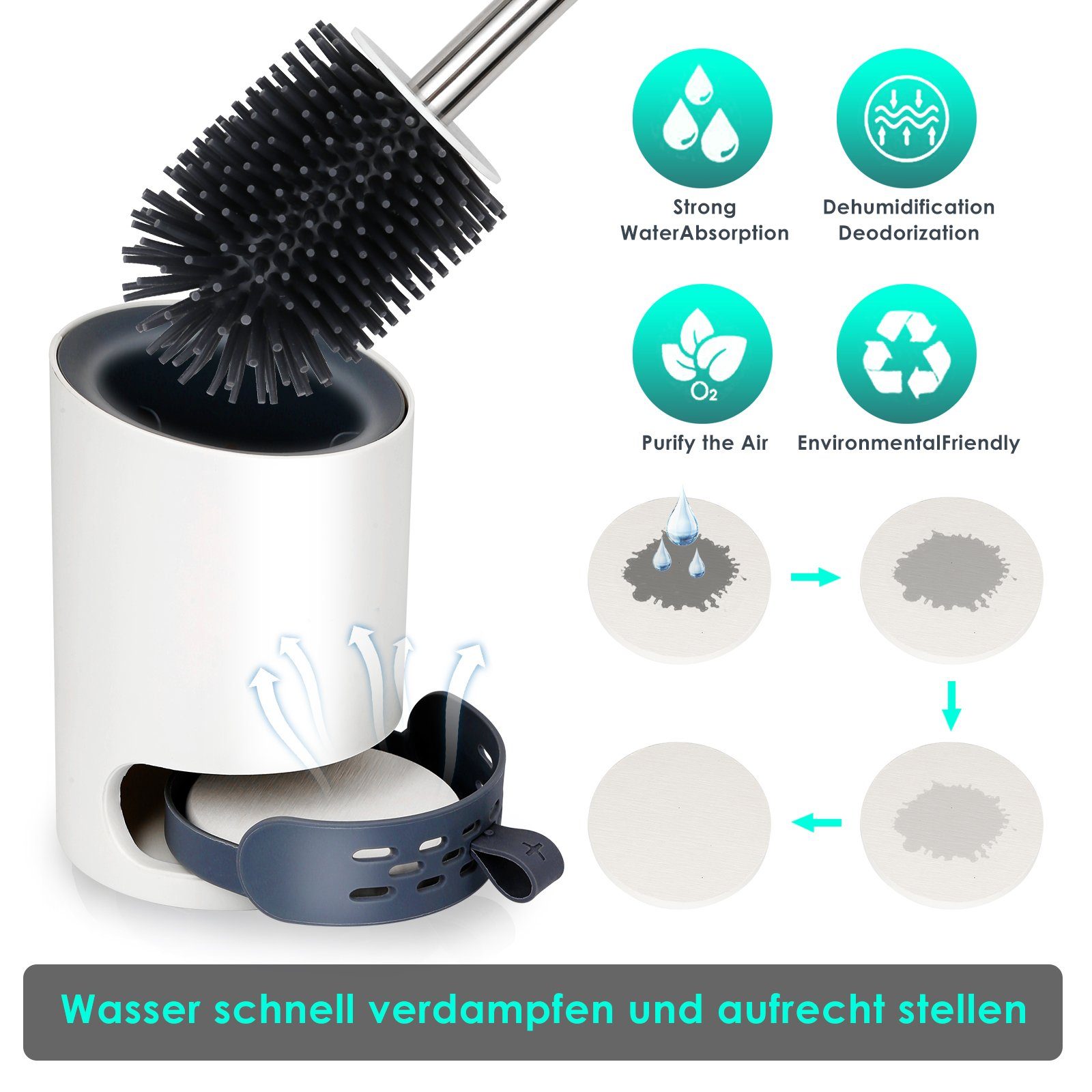 Lospitch WC-Reinigungsbürste Silikon Toilettenbürste Steril WC Bürste Bürste Klobürste WC 2 in 1, (1-tlg)