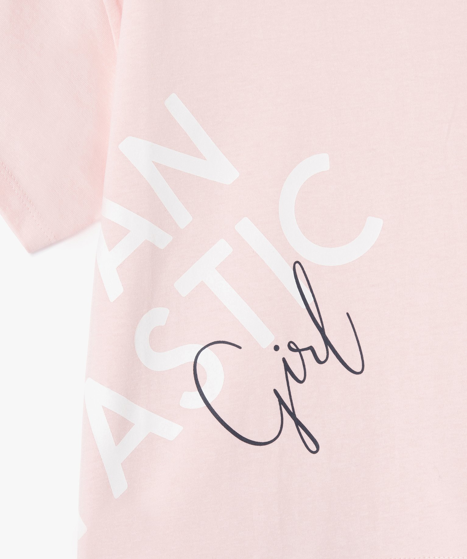 Tee-shirt fille à manches courtes coupe courte et large rose | GEMO
