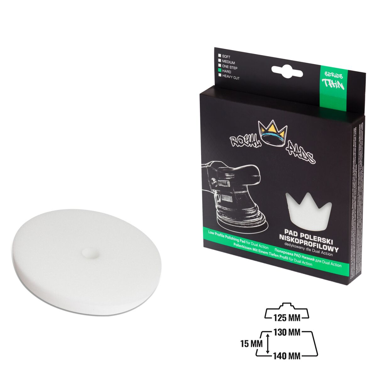 Royal Pads THIN Hard Schaum-Polierpad 130mm weiß