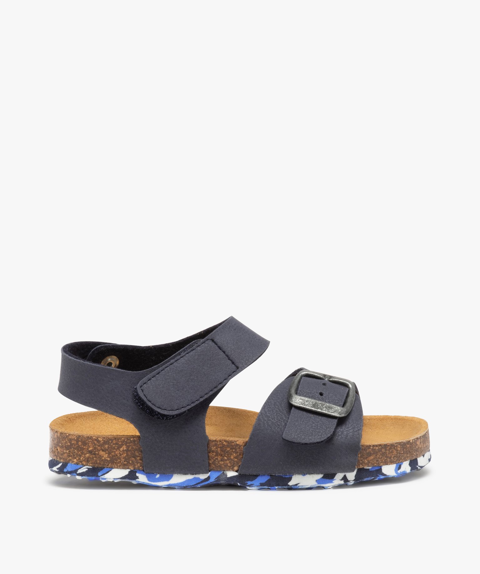 Sandales Garçon à semelle liège et brides unies marine | GEMO