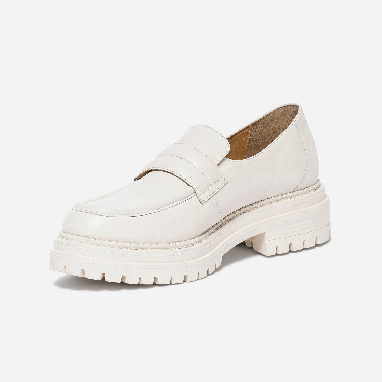 Mocassin cranté cuir écru