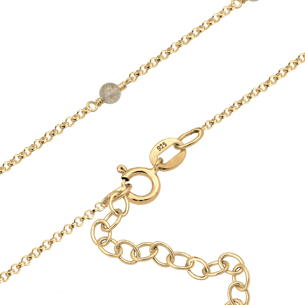 Elli Elli Collier Chaîne à pois pour dames Balles de Labradorite Boho 925 Argent collier