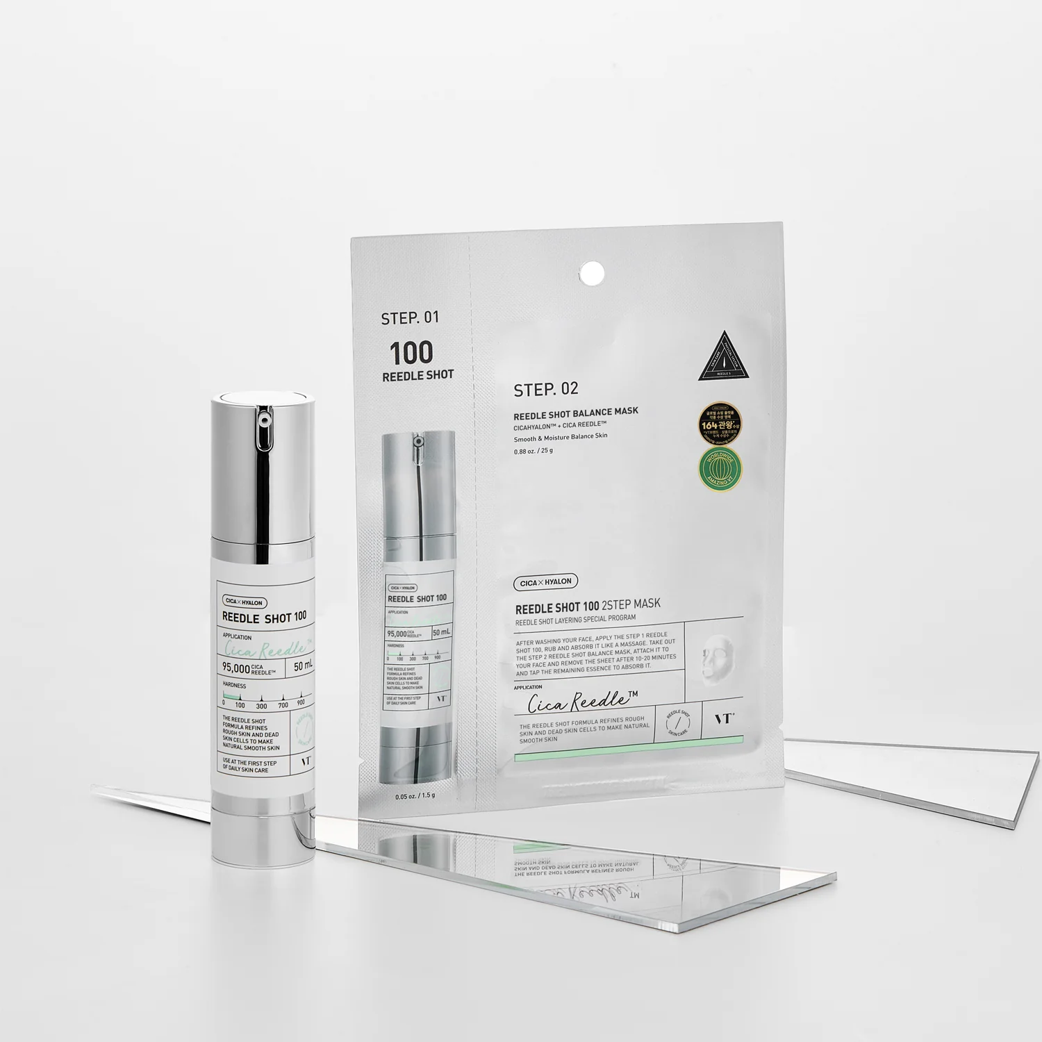 REEDLE SHOT 100 2-STAPPENMASKER - Set tegen onzuiverheden, Set tegen rimpels, Anti-verouderingsmasker voor het gezicht, Serum tegen onzuiverheden voor het gezicht, Regenererende behandeling