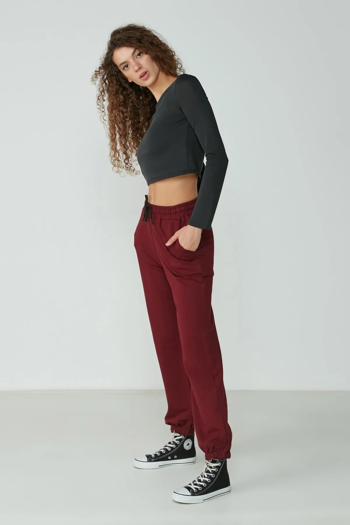 C&City  Jogger Elastic Sports Jogginghose 737 Weinrot