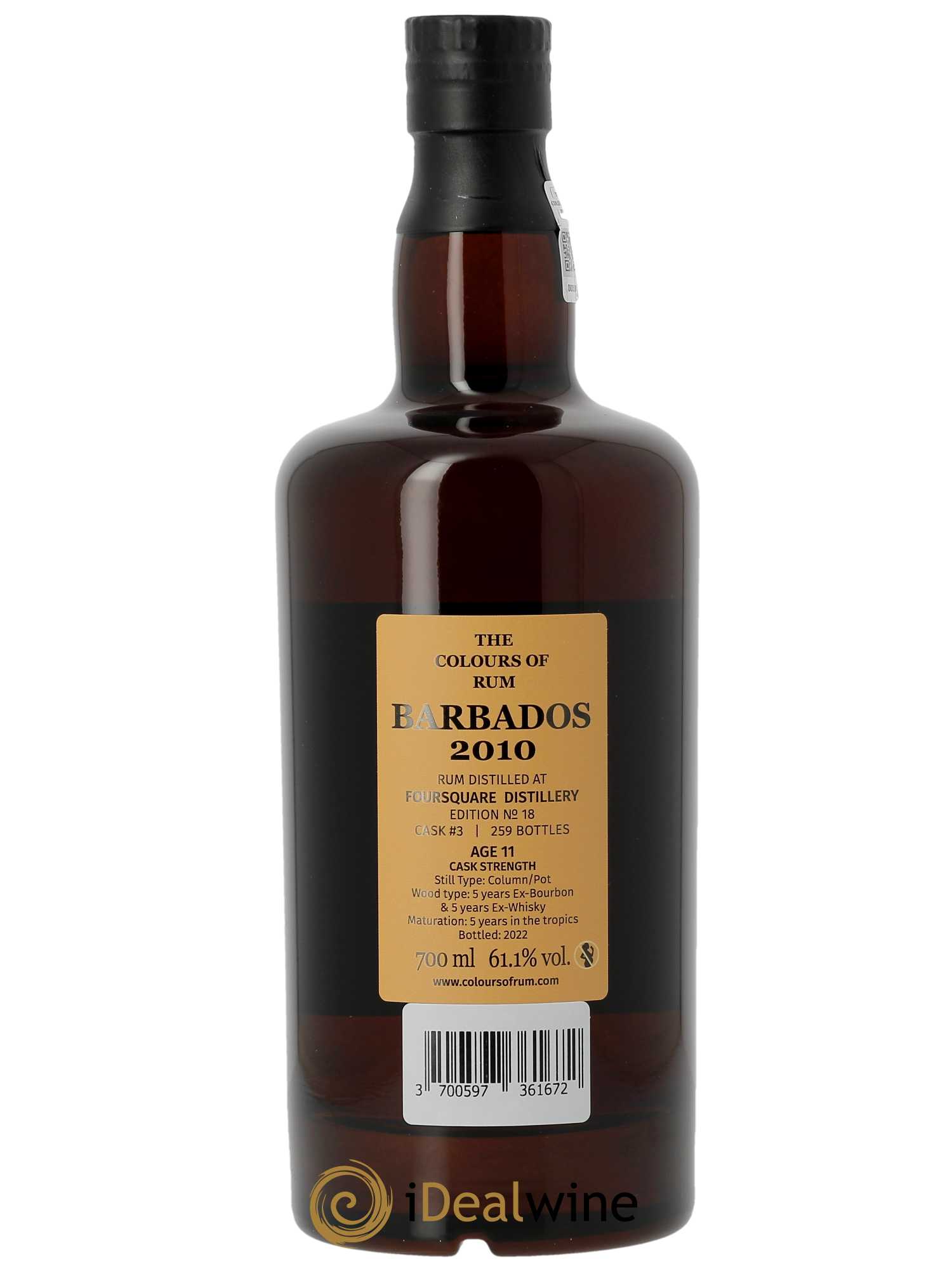 Rhum Foursquare 11 ans 2010 Barbados Edition No 18 W S (70cl) 2010 - Lot de 1 Bouteille