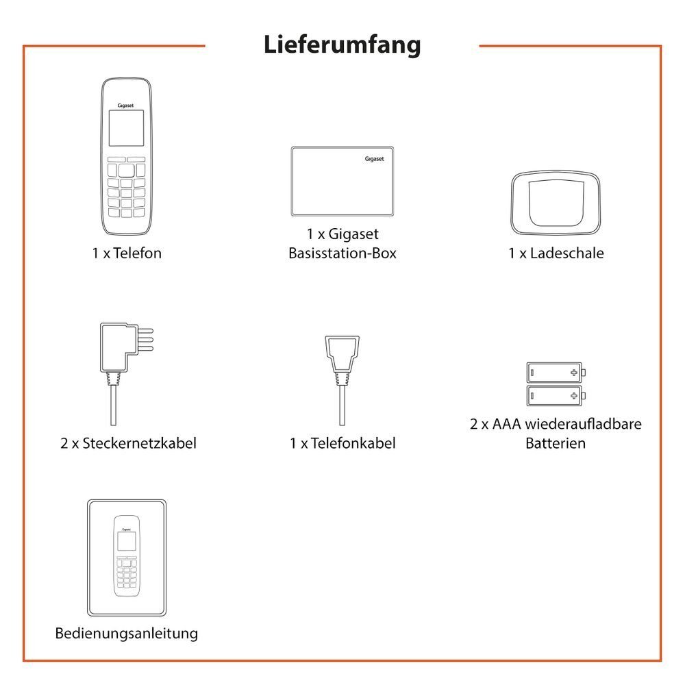Gigaset Schnurloses Design-Telefon mit großem Display und Freisprechfunktion Schnurloses DECT-Telefon
