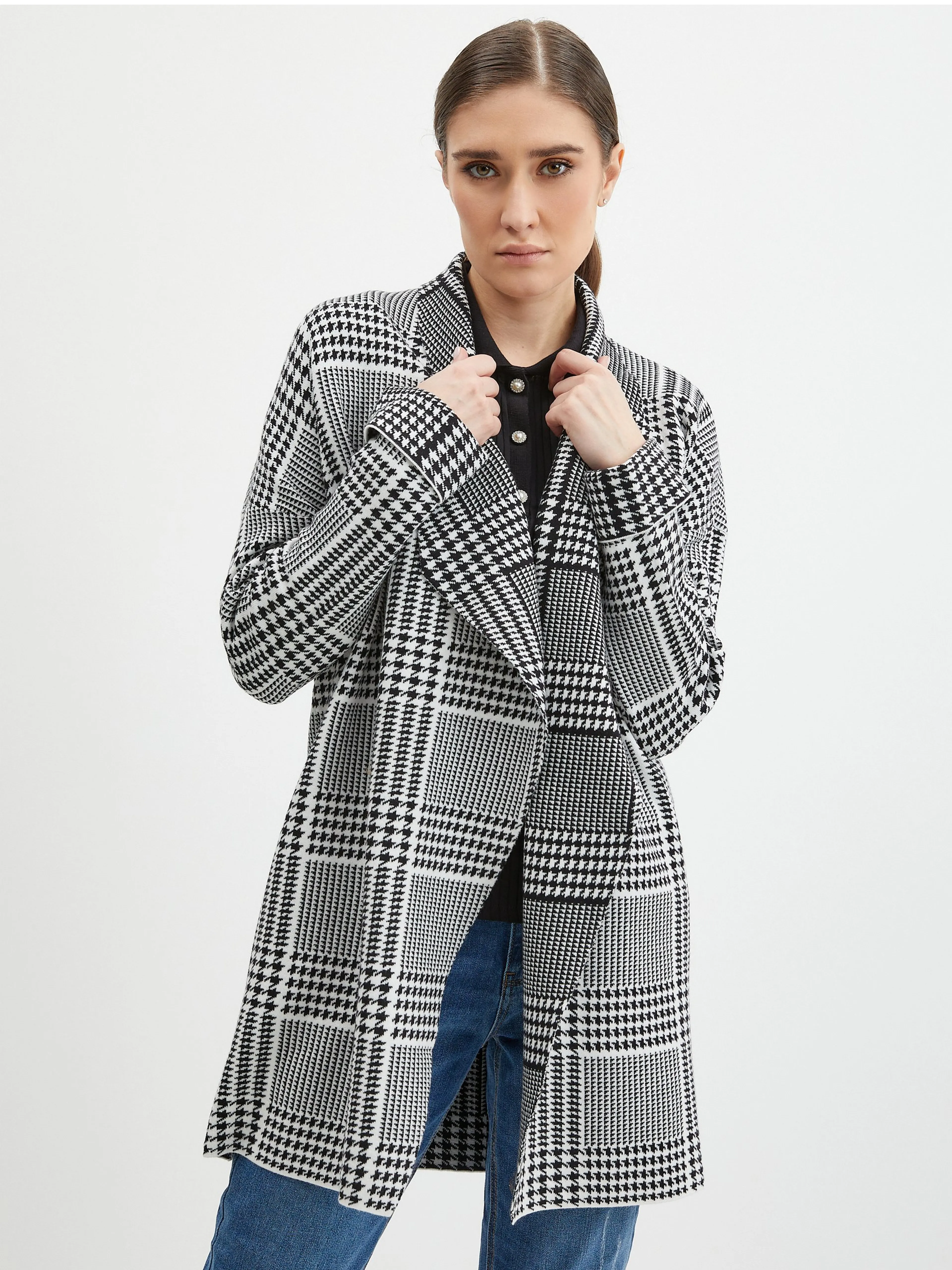 Schwarzer gemusterter Damen Cardigan ORSAY