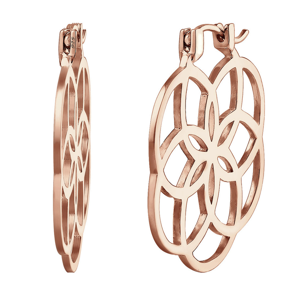 Elli Elli Boucles d'Oreilles Femmes Créoles Fleur de Vie Ornement en Argent Sterling 9 Boucles d'oreilles