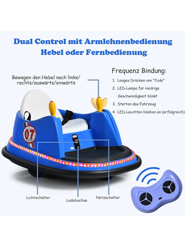 COSTWAY 6V Autoscooter mit Fernbedienung in Blau günstig kaufen 75 cm