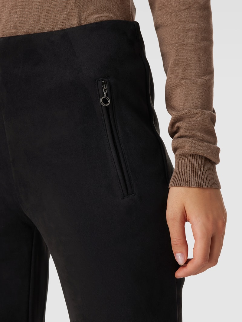 Stoffhose in Velours-Optik in schwarz