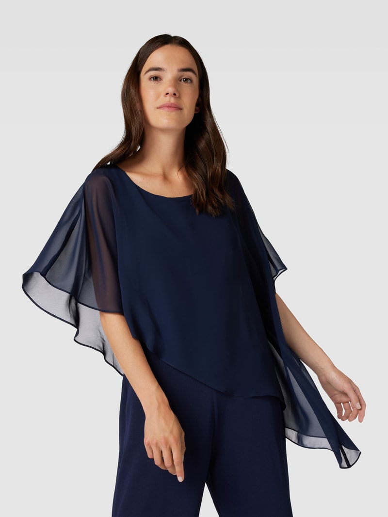 Jumpsuit mit asymmetrischem Volantsaum in marineblau