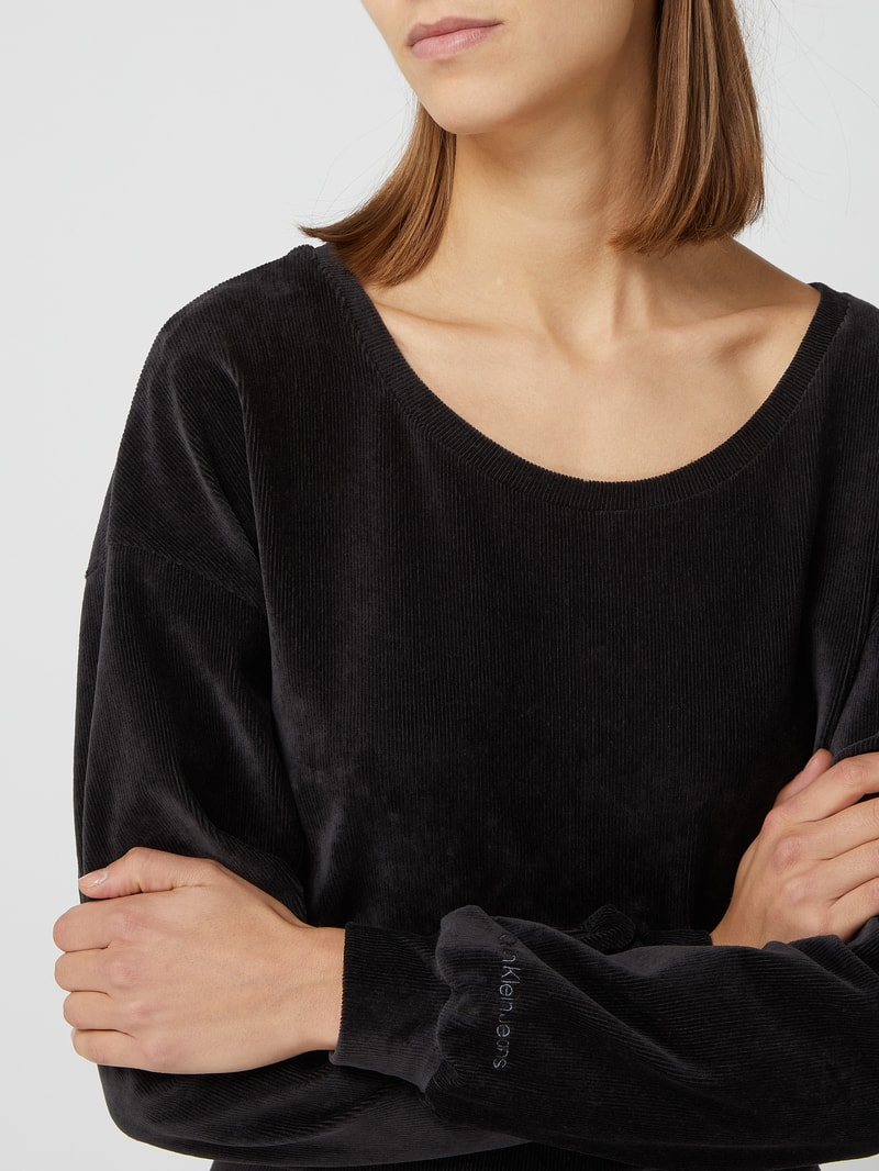 Cropped Sweatshirt aus Cord  in schwarz