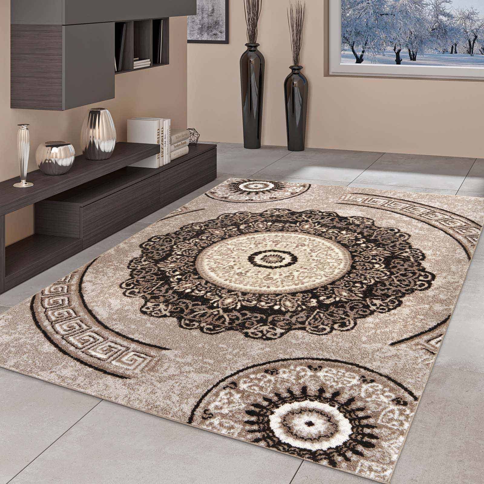 Teppich Moderner Teppich Aragon 77 Oriental, TaraCarpet, rechteckig, Höhe: 13 mm, Designer Oriental braun Wohnzimmer Schlafzimmer Esszimmer 080X150 cm