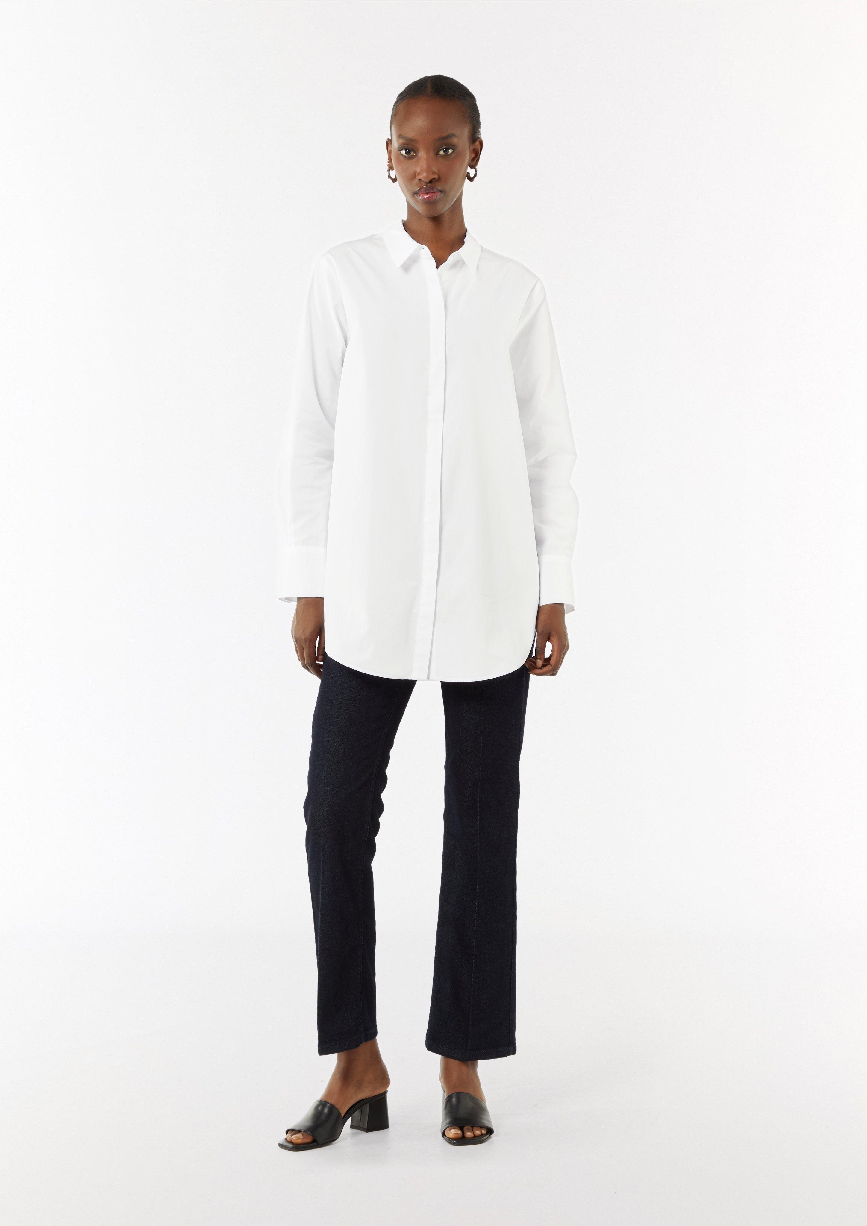 Longbluse aus Popeline im Loose Fit - weiß