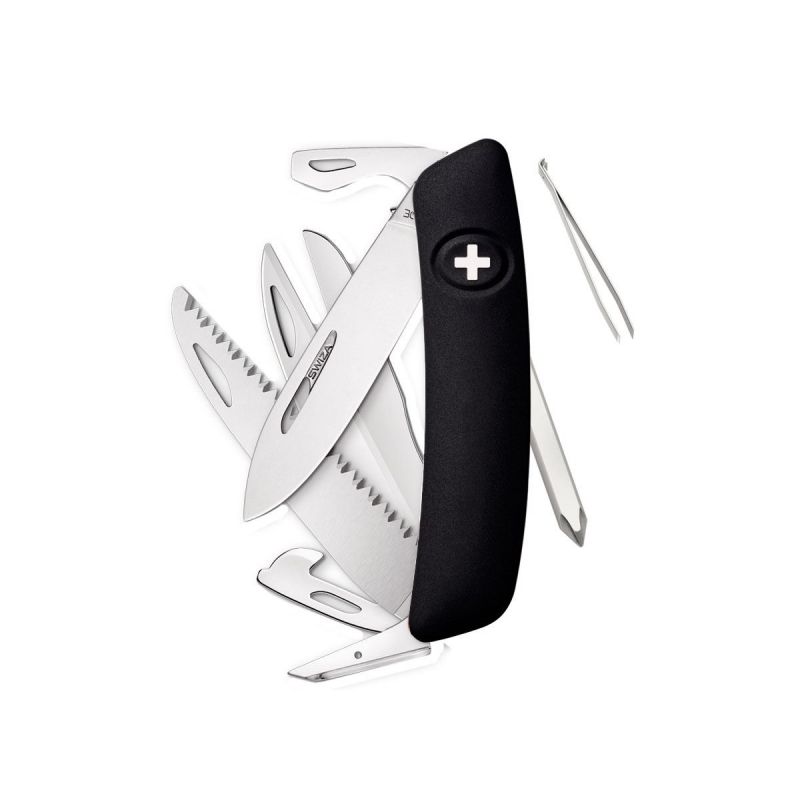 Swiza D10 Schwarz, Multifunktionales Schweizer Taschenmesser