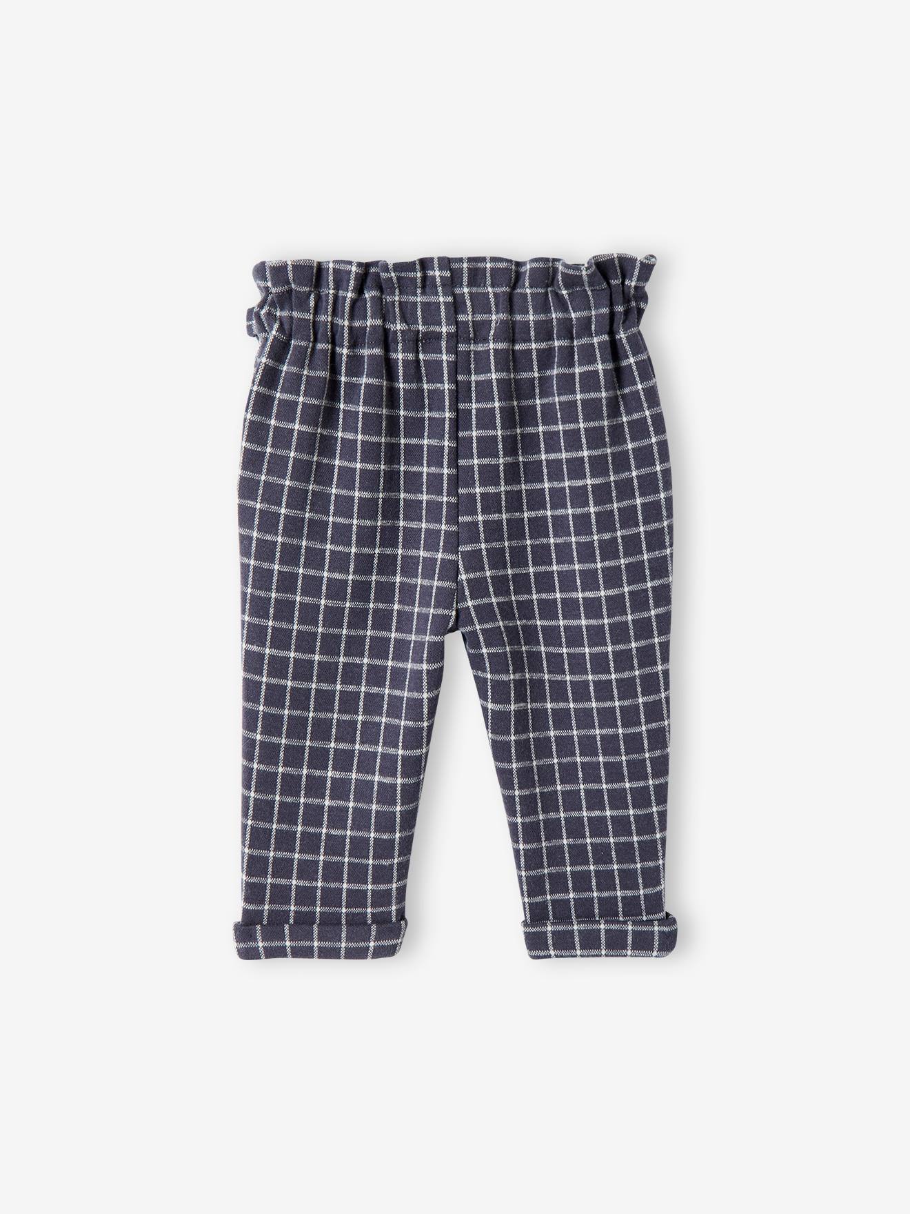 Pantalon en molleton bébé à carreaux carreaux bleu foncé