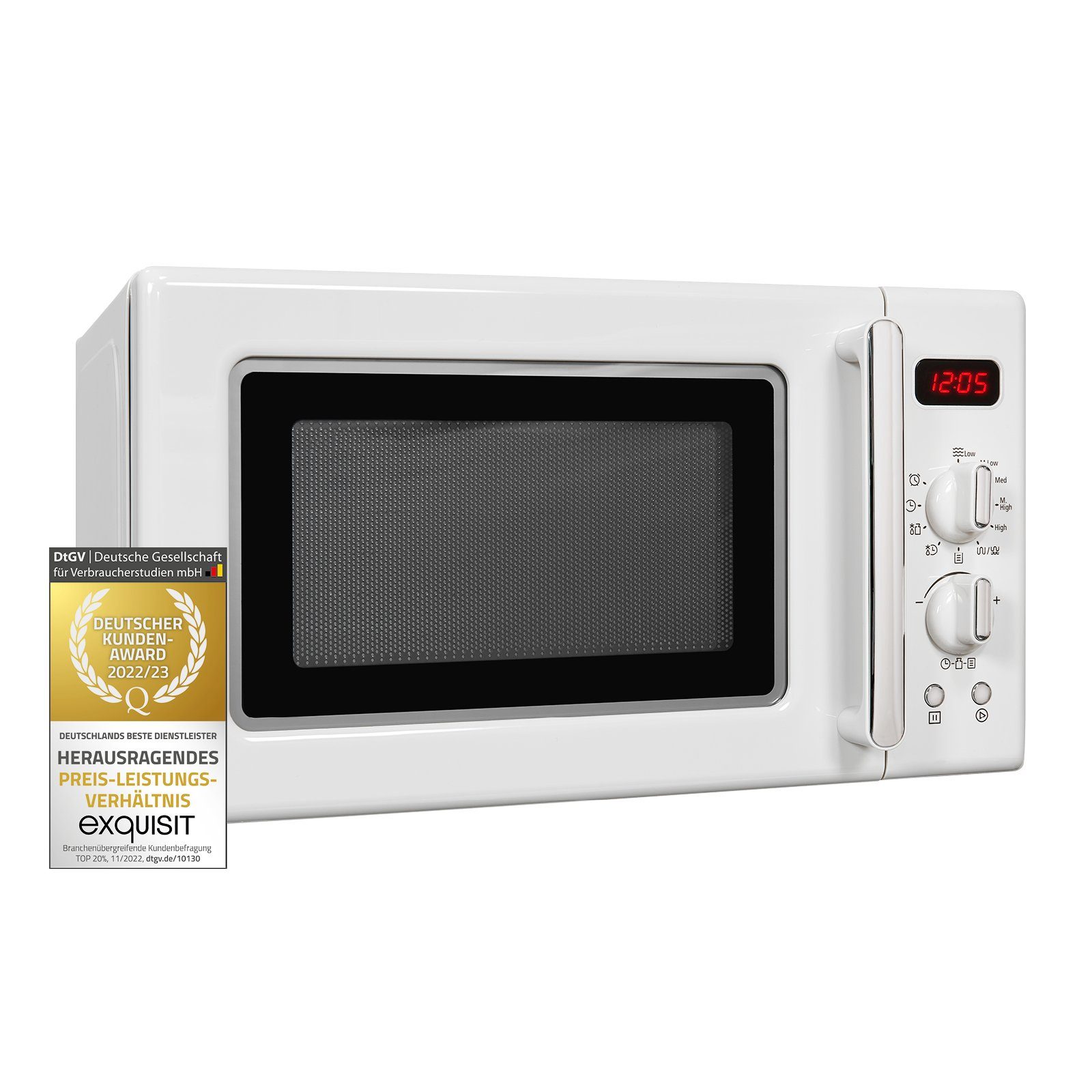 exquisit Mikrowelle RMW720-3G DIG, Grill, Mikrowelle, 20,00 l, attraktives Retro-Design mit praktischer Grillfunktion und Display