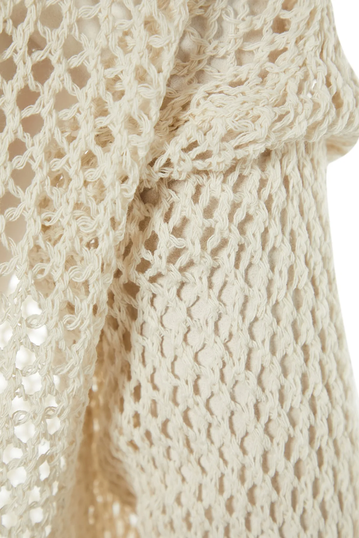 Trendyol Collection  Ecrufarbener, extra weiter Baumwoll-Strickpullover mit Lochmuster TWOAW20FV0184