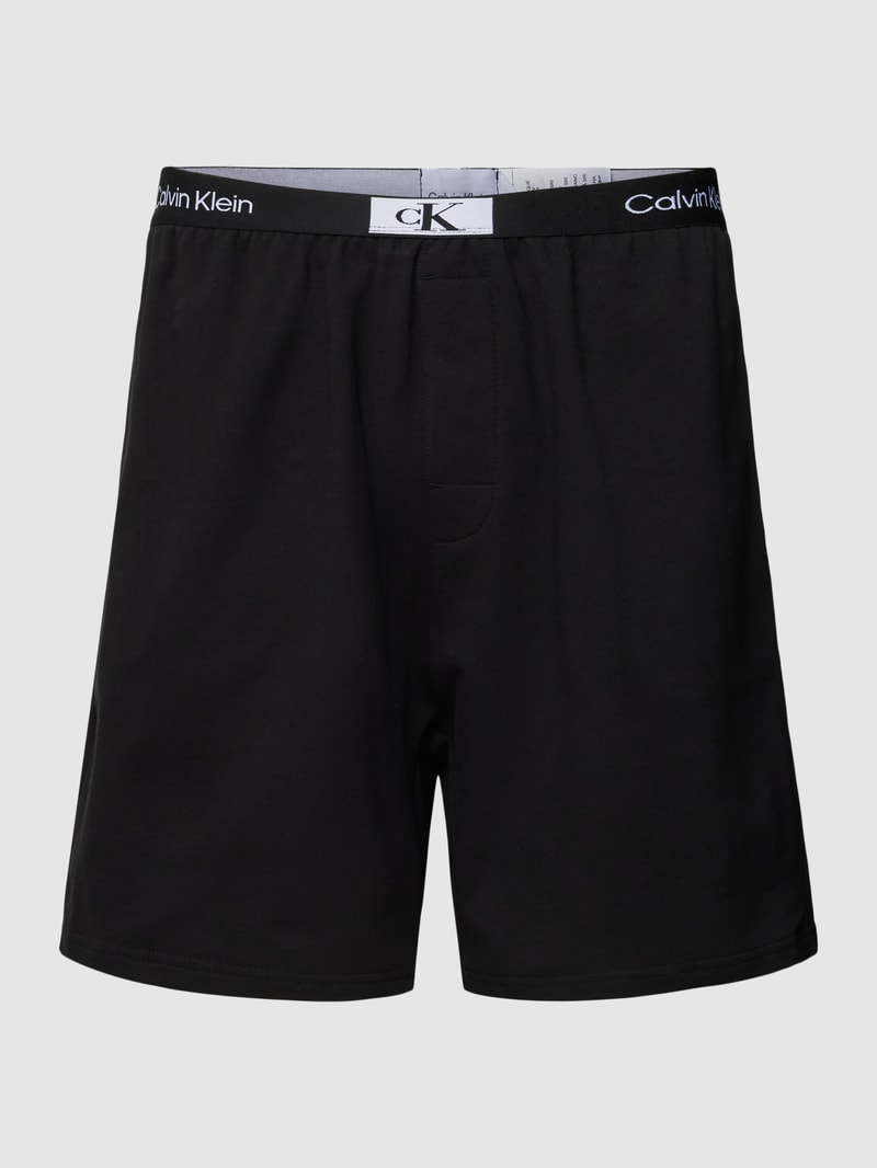Pyjama-Shorts mit Logo-Stitching in schwarz