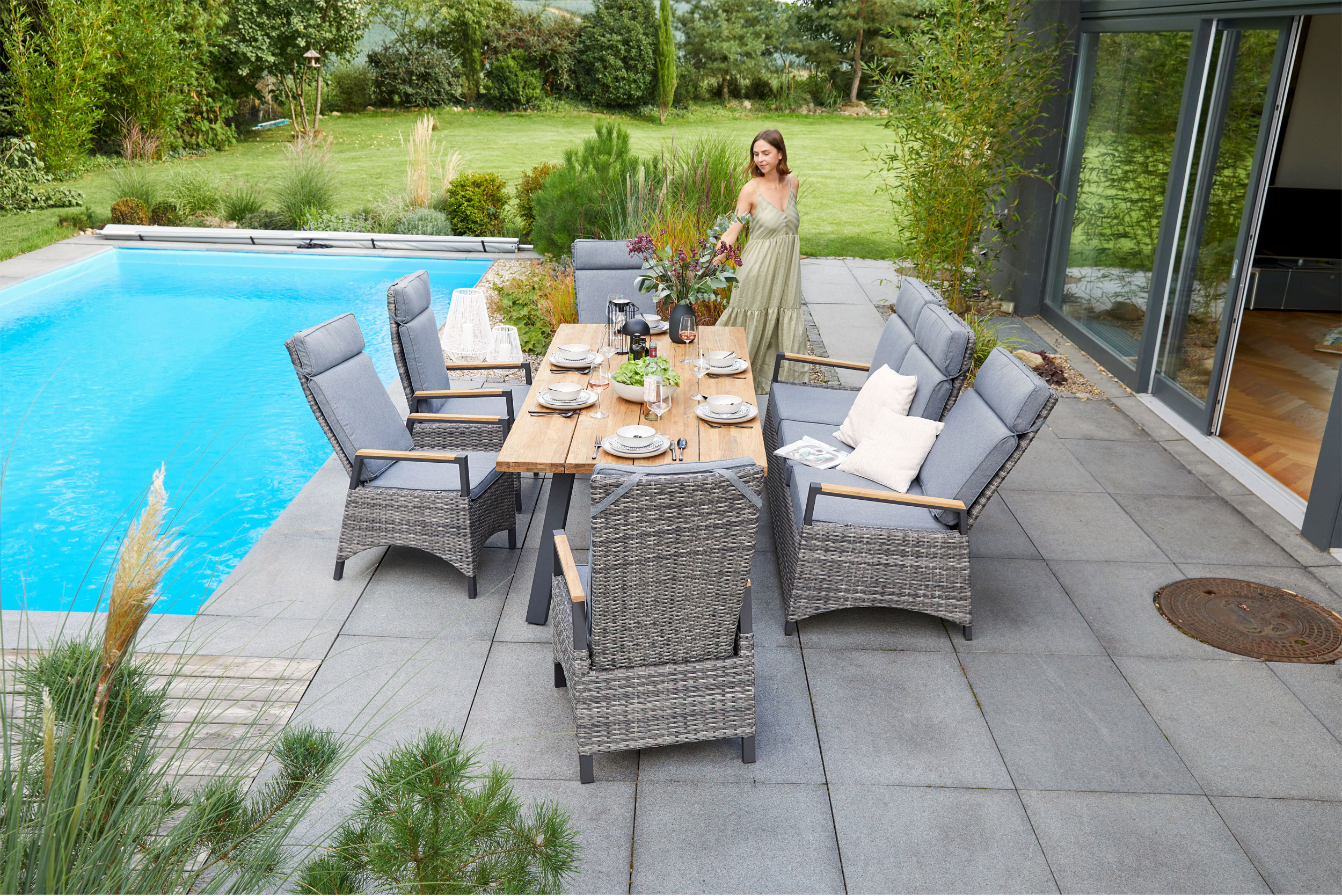 OUTDOORGartenbank Teak 3-Sitzer