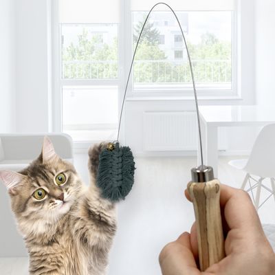 Kater Kasimir Katzenangel mit Makramee-Feder