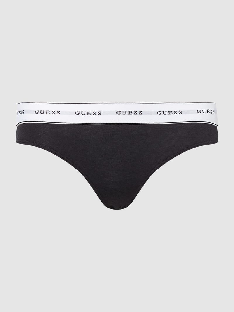 String mit Logo-Bund in schwarz