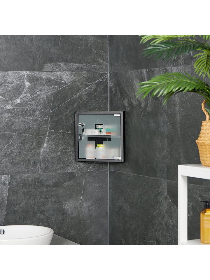 relaxdays Medizinschrank in Schwarz - (B)30 x (H)30 x (T)17,5 cm günstig kaufen onesize
