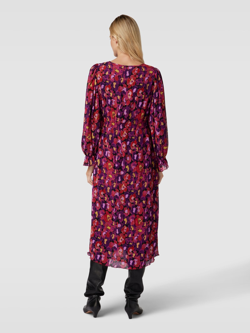 Midikleid mit Allover-Muster Modell 'Pauline' in hellrot