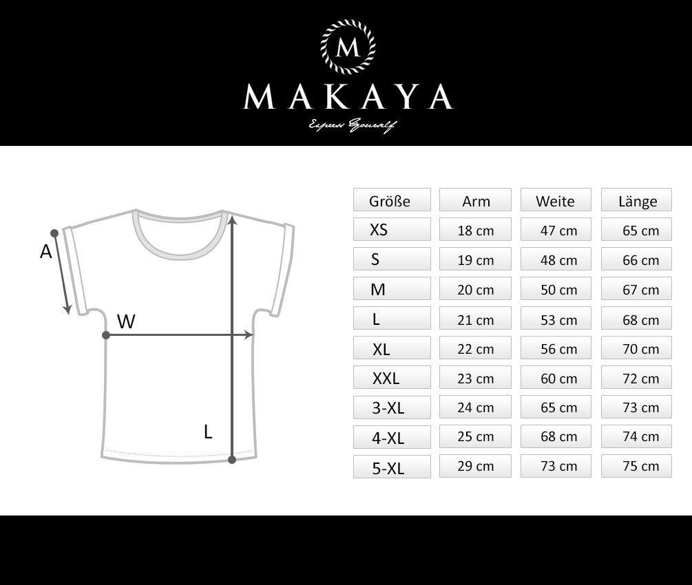 MAKAYA Oversize-Shirt Damen Top mit Print - Kopfhörer Aufdruck Basic Sommer Tunika Frauen (Oberteile, Baumwolle) Große Größen