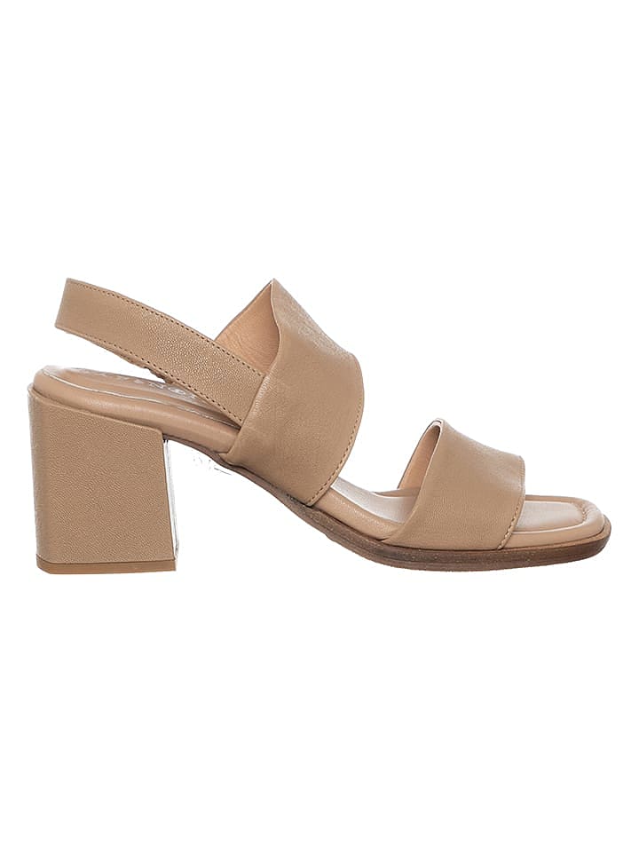 Cafe Noir Leder-Sandaletten in Beige günstig kaufen 38