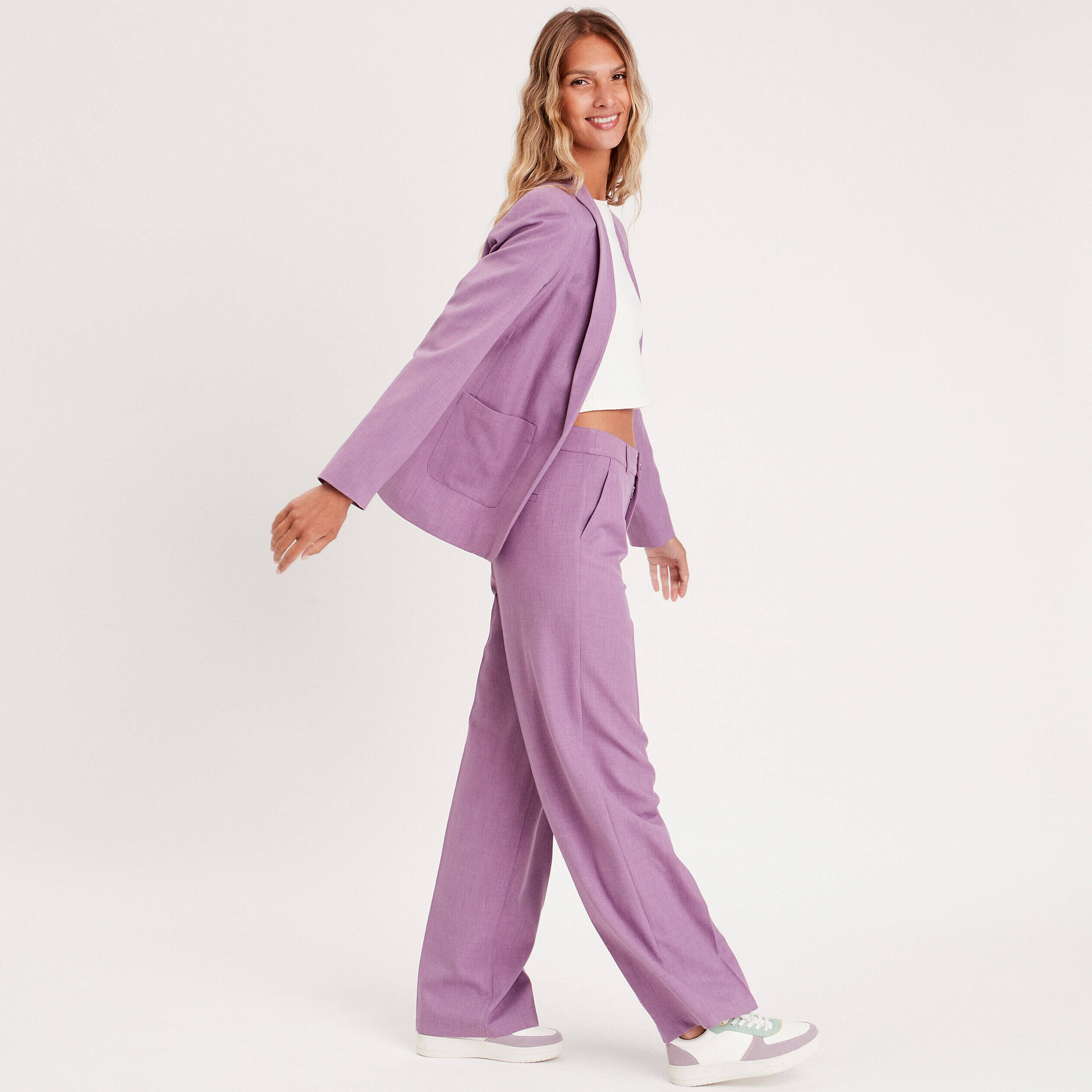 Veste esprit blazer col châle mauve femme | Cache Cache