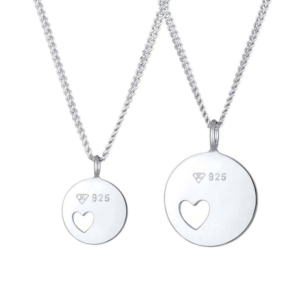 Elli Elli Collier Pendentif d'assiette pour dames Coeur découpé Mère Fille Amour en ar Bijoux