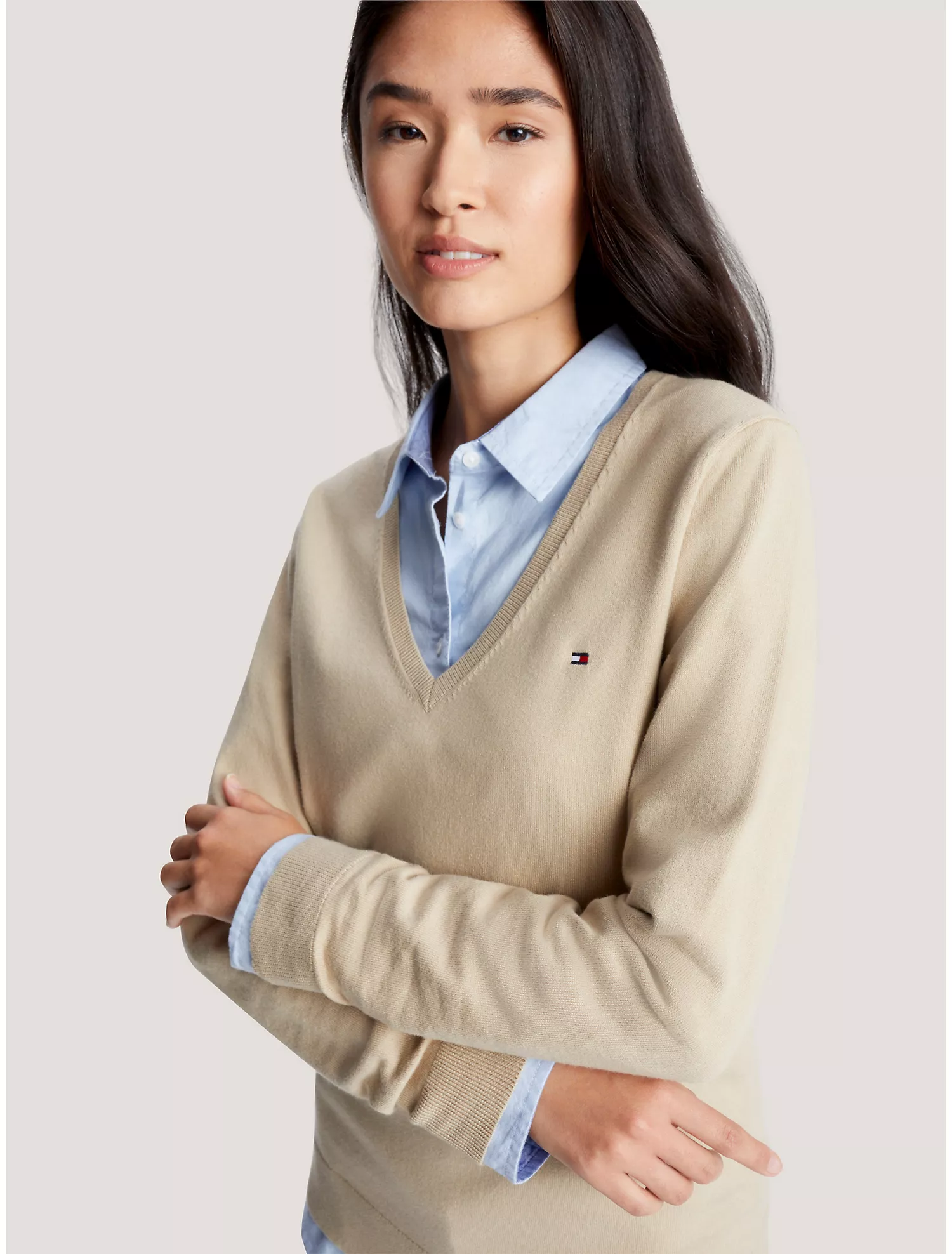 Solid V-Neck Sweater