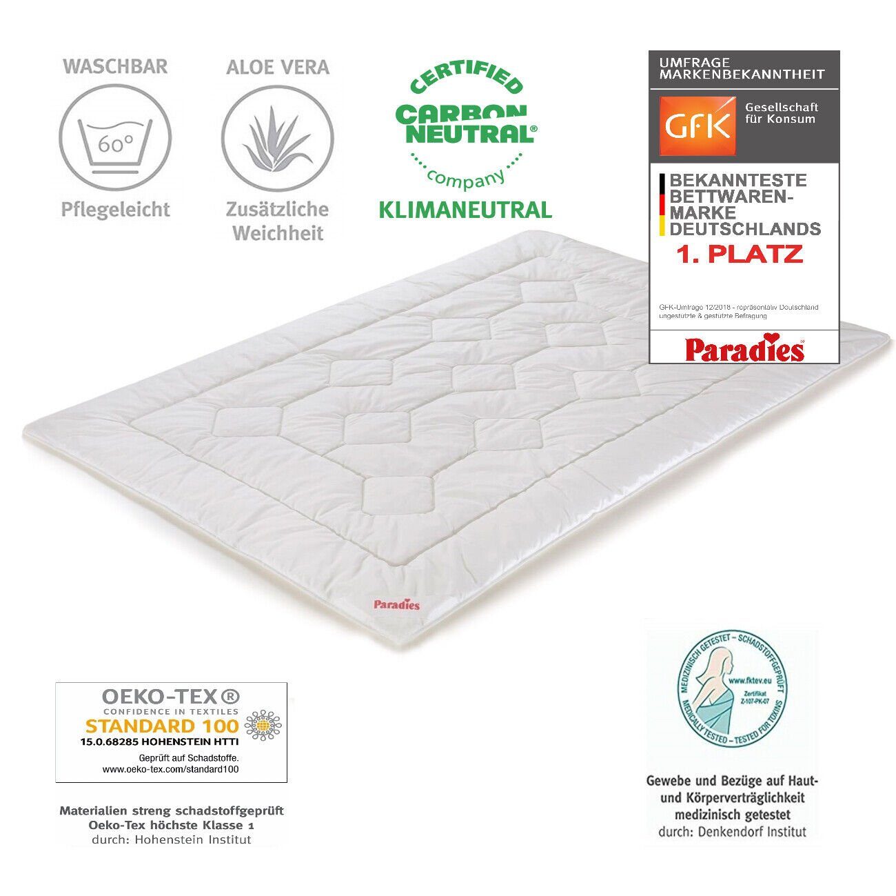 Sommerbettdecke, Paradies Fill Sommerbett Halia Sommer Bettdecke Sommerdecke 135x200, Paradies, Füllung: Paradies Fill Fasertechnologie für dauerhaft kuscheliges Volumen, 100% Polyester, Bezug: 100% Baumwolle, veredelt mit Aloe Vera, Klimaneutrale He