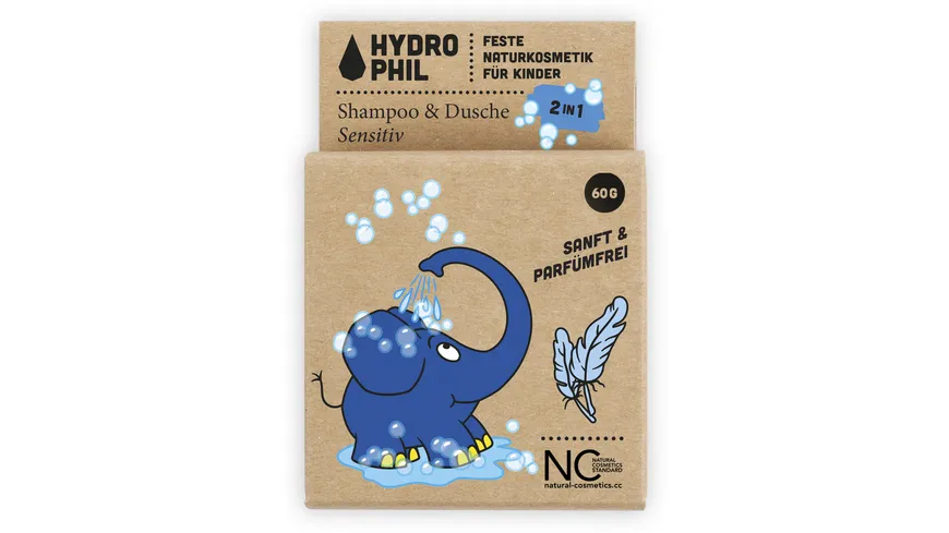 HYDROPHIL Kids festes 2in1 Shampoo & Dusche - Elefant - Sensitiv 60 g