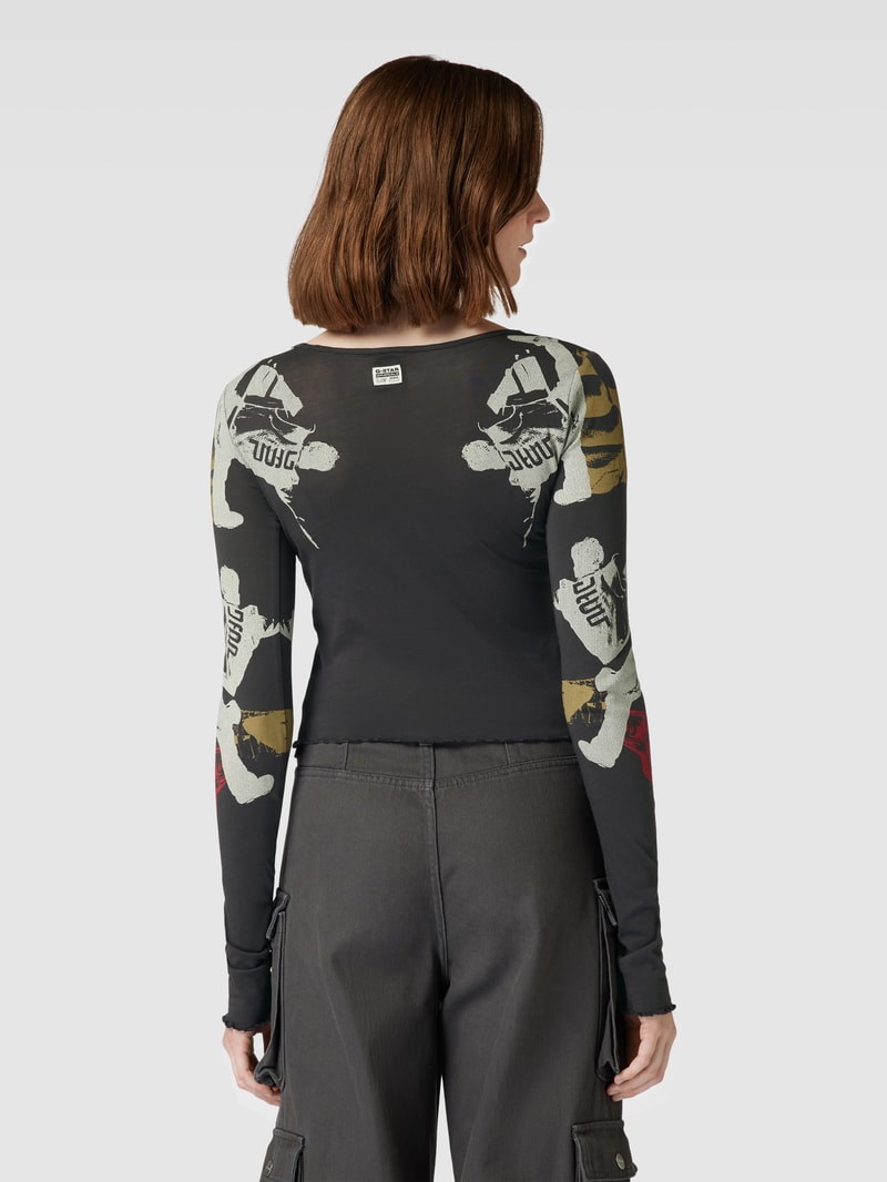 Cropped Longsleeve mit Wellensaum Modell 'Lookbook' in anthrazit