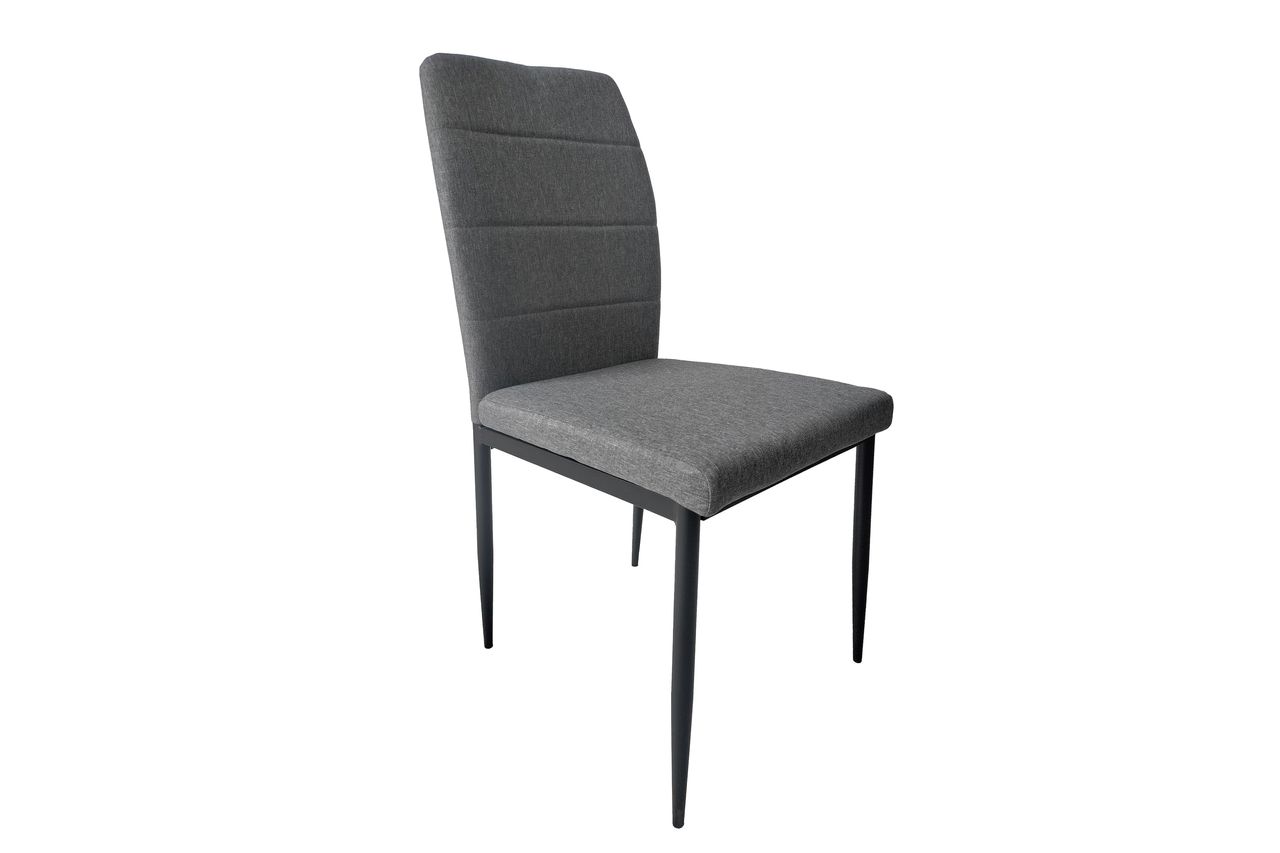 byLiving LYRA Stuhl, 2er-Set, Metallgestell schwarz pulverbeschichtet, Webstoffbezug grau