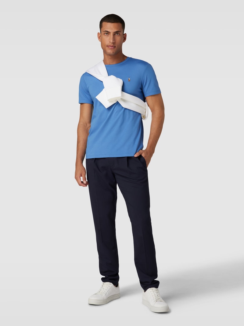 T-Shirt mit Streifenmuster Modell 'PIMA' in rauchblau