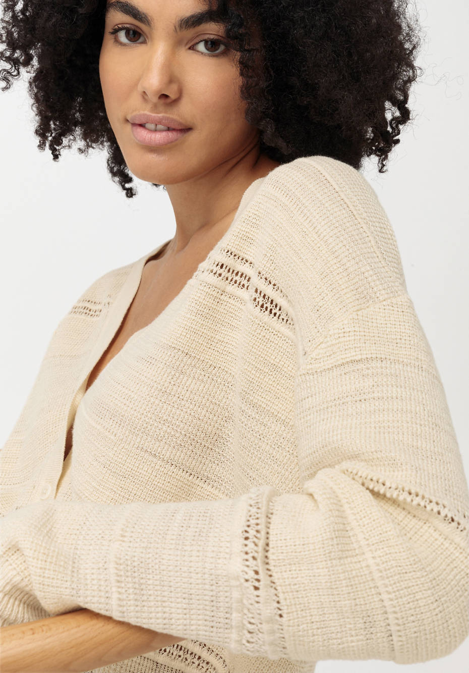Strickjacke aus Leinen mit Bio-Baumwolle