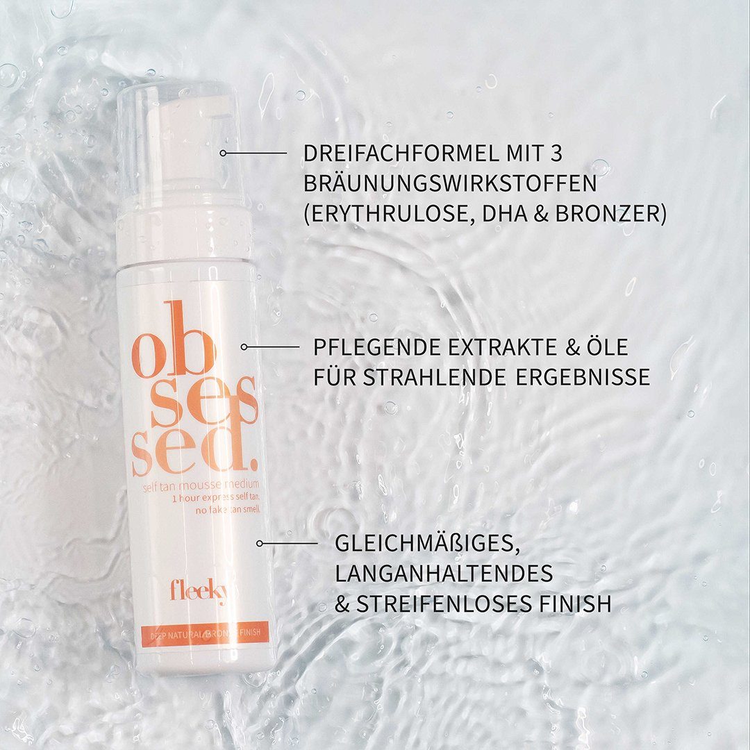 fleeky Selbstbräunungsmousse Self Tan Mousse - 200ml Getöntes selbstbräuner Mousse