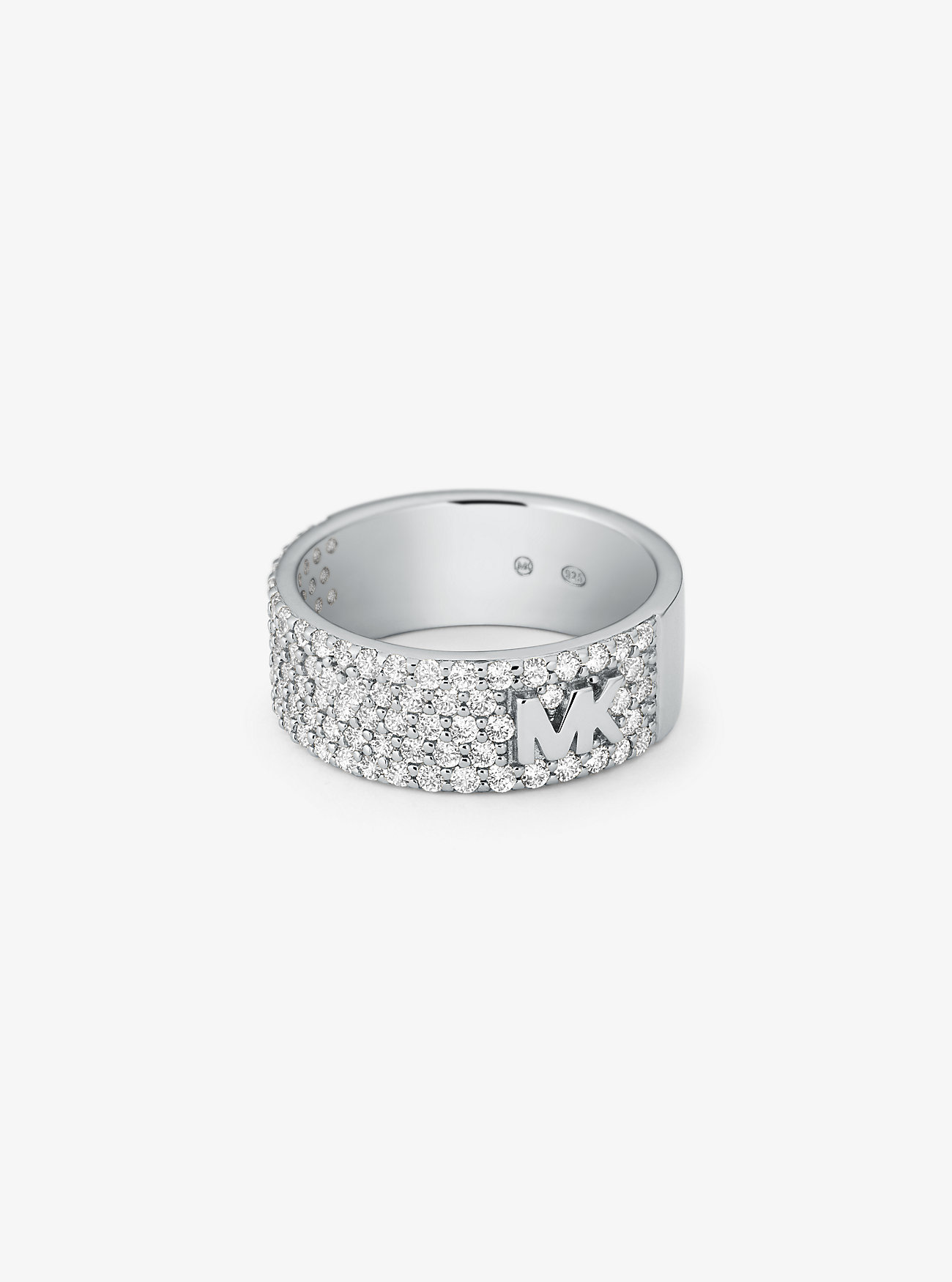 Anello Mott in argento sterling placcato metalli preziosi con logo pavé - ARGENTO