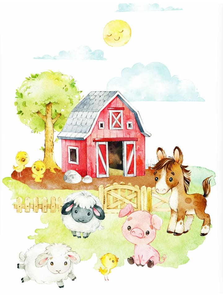 Herding 2 tlg. Renforcé Bettwäsche 100x135cm Bauernhof in Bunt günstig kaufen 100x135 cm