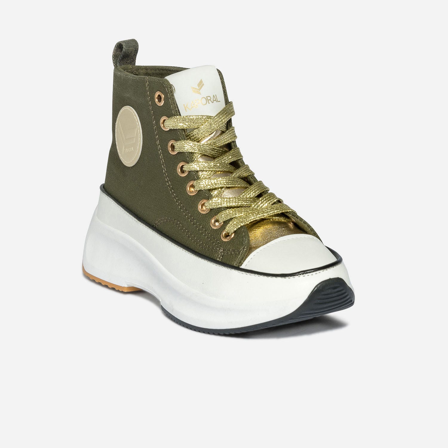 Basket KAPORAL kaki et or à plateforme