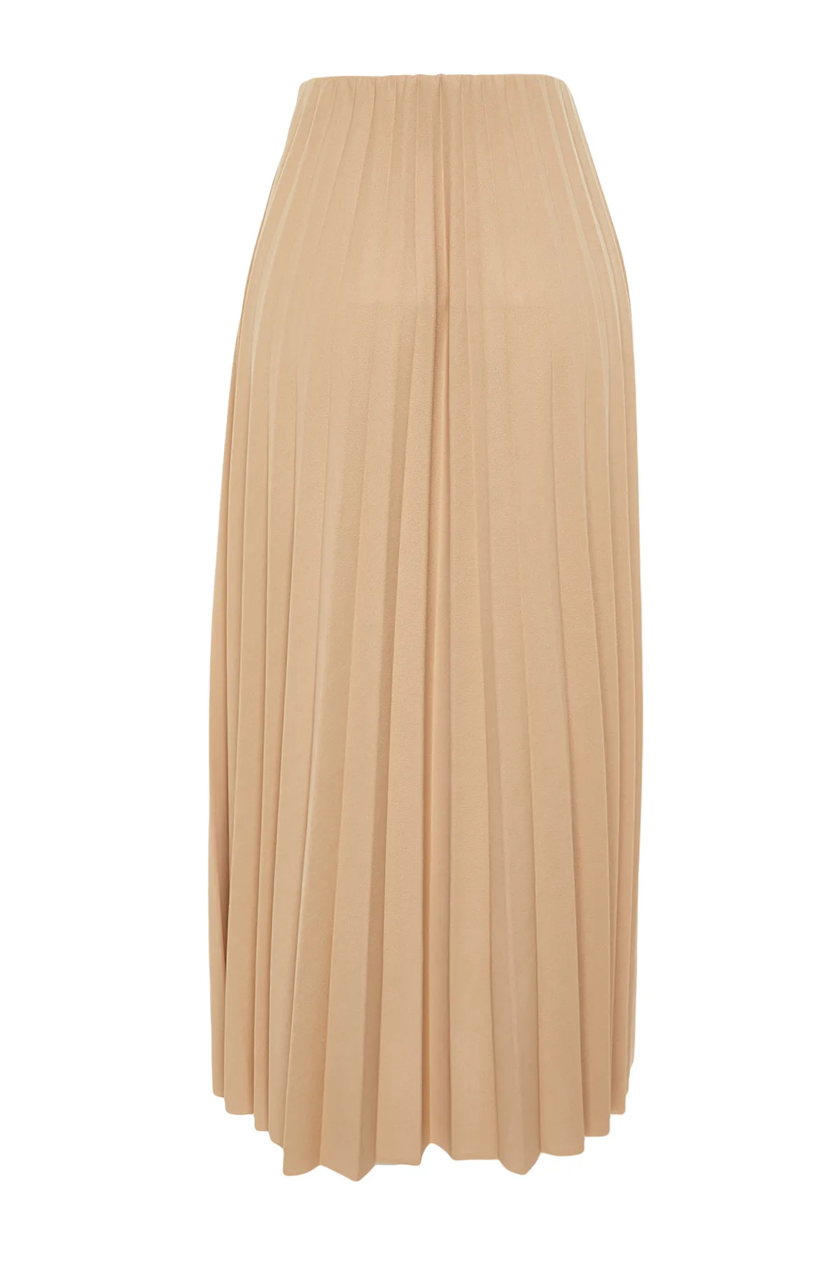 Trendyol Modest  Dunkelbeiger, plissierter Strickrock TCTSS24EE00005
