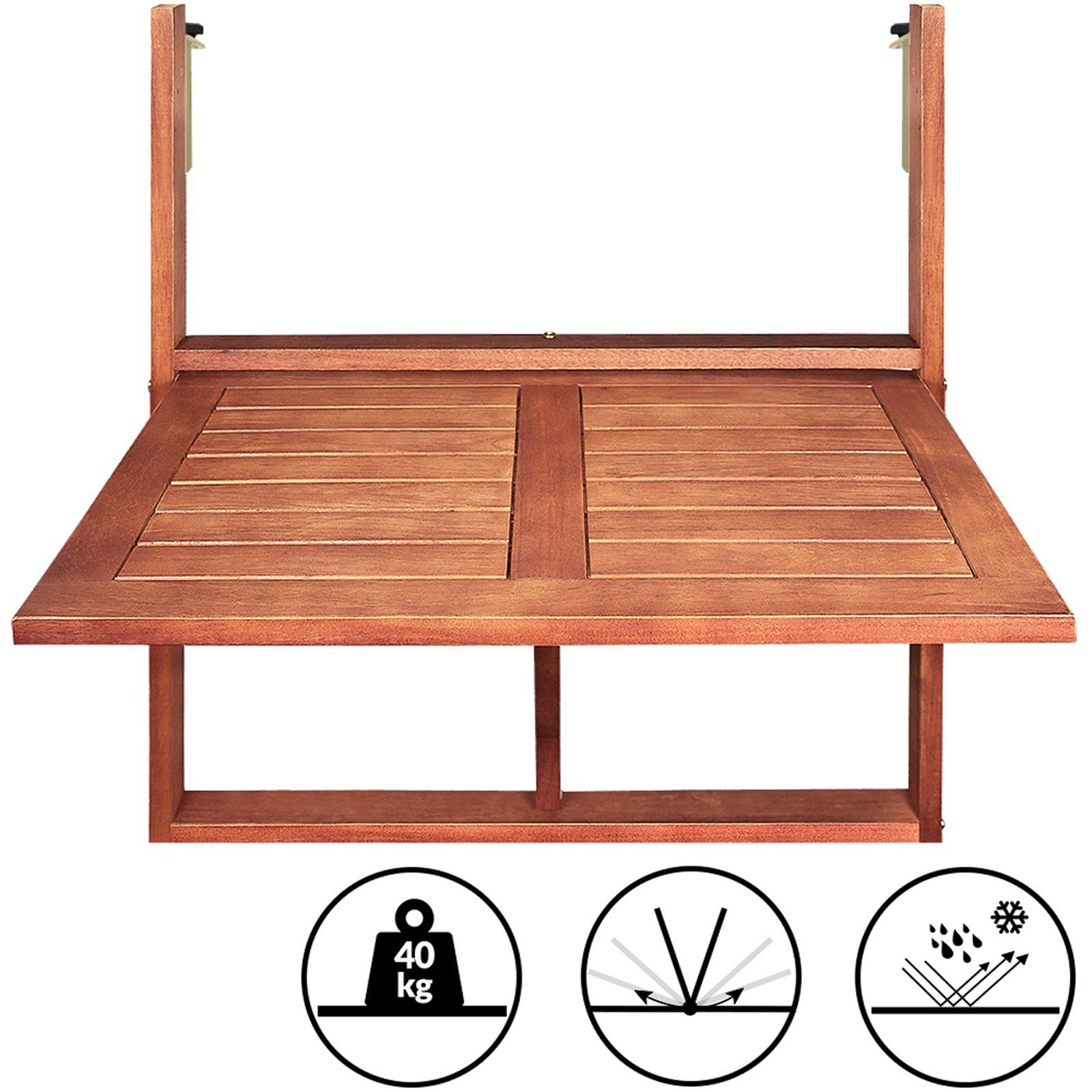 Casaria Balkonset, (3-tlg), Akazie Holz Wetterfest Klappbar 65x45x87cm FSC Hängetisch Klappstühle