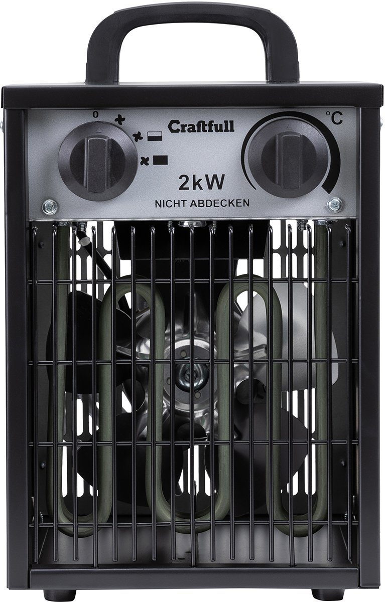 Craftfull Heizlüfter Elektro Heizgerät HL200 inkl. 3 J. Garantie - 3 Heizstufen - Bauheizer, 2000 W, Elektroheizung Heizung Heizer - Termostatregelung - Tragegriff